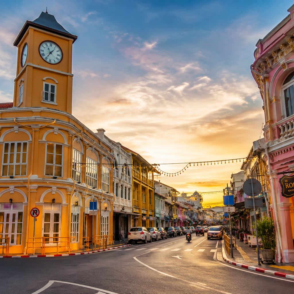 Colorful Sino-Portuguese buildings in Phuket Old Town